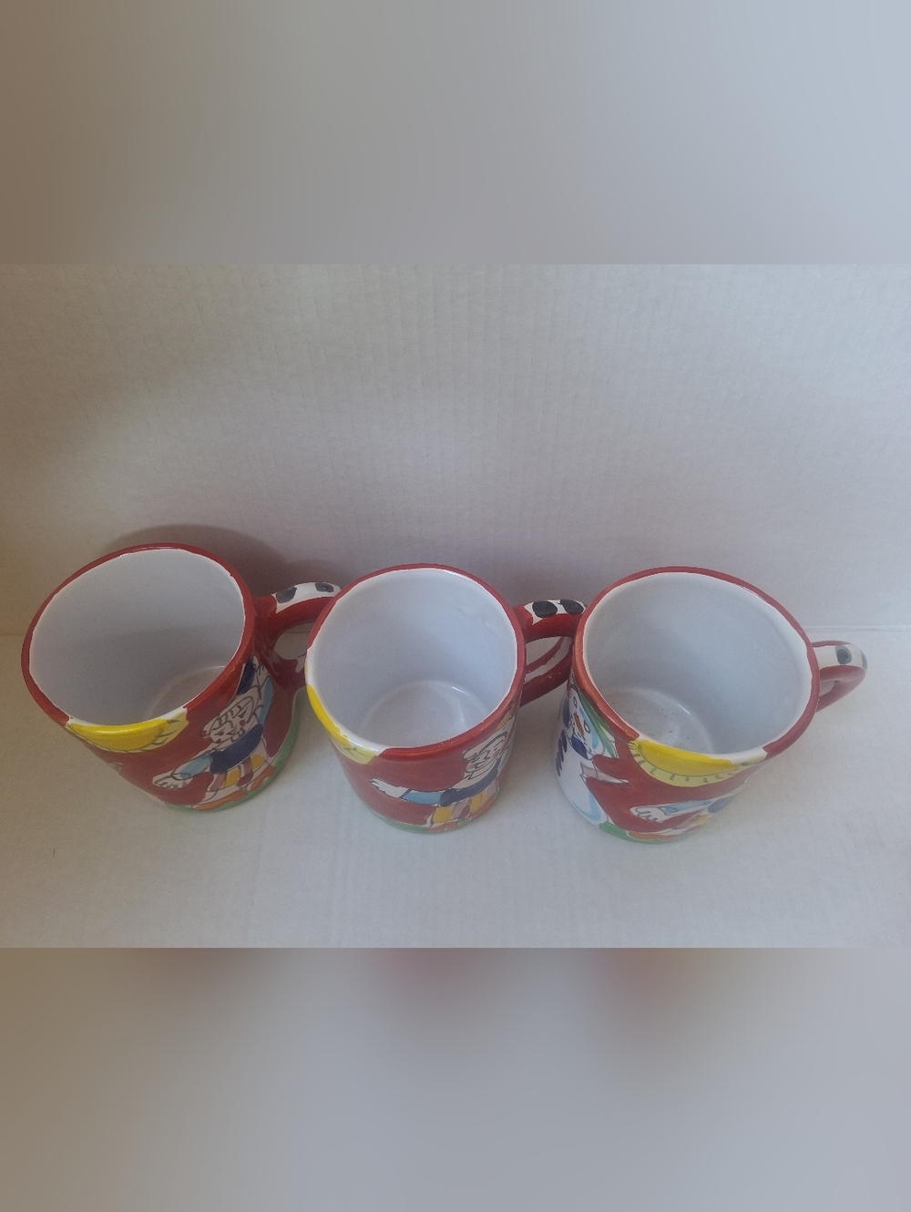 La Musa Ceramiche Christmas Coffee Mugs Hand Painted Holiday Colorful Lot Of 3 - Picture 4 of 6